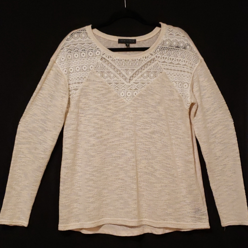 Sanctuary Off-white Top Size L with Lace Decolleta